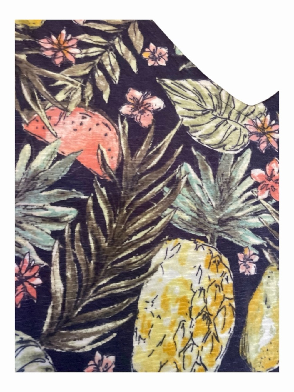 J. Jill Navy Tropical Pineapple Print V-Neck Sundress - Picture 5 of 6
